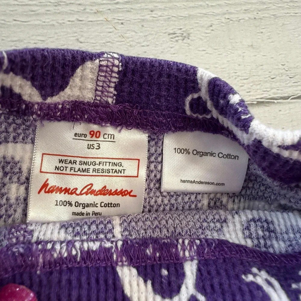 Hanna‎ Andersson purple ribbed cat pajamas 90/3